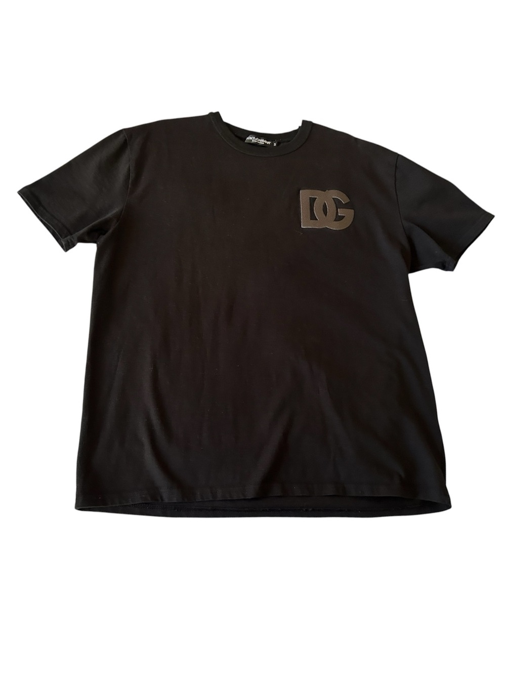 Dolce & Gabbana DG Patch Cotton T-Shirt featuring a tonal crossed DG